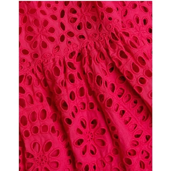 ULLA JOHNSON Lindley Pink Floral Lace Eyelet Midi Skirt Size 2 - Picture 3 of 7
